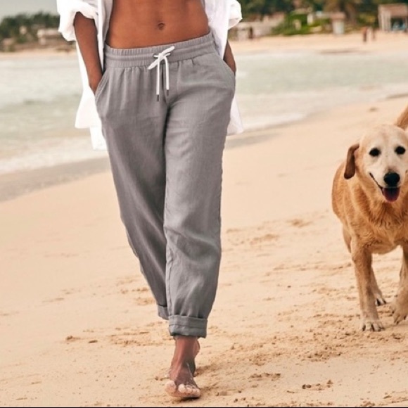 Athleta Bali Linen Drawstring Cuffed 